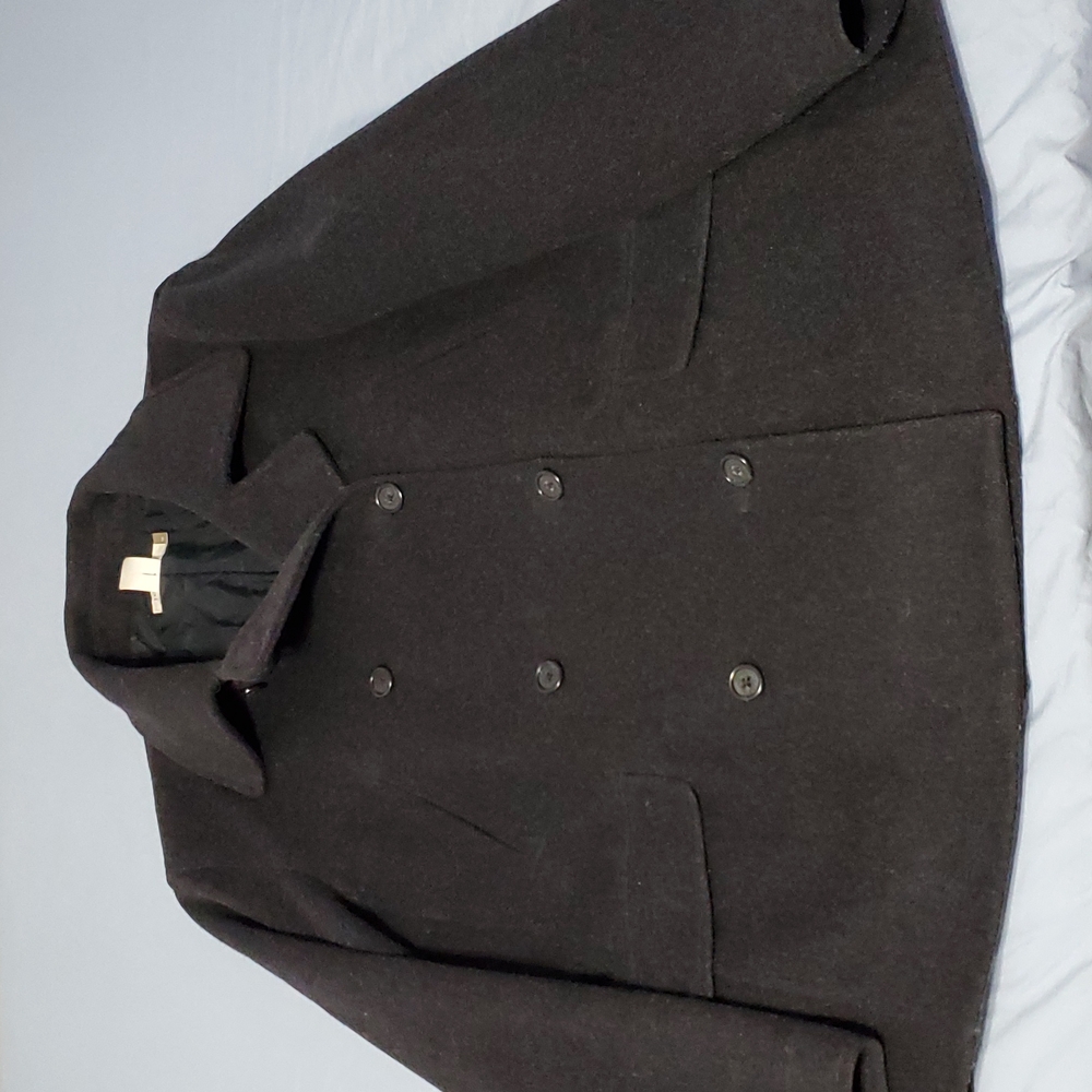 J Crew size Medium charcoal dock peacoat wool/cashmere blend with thinsulate